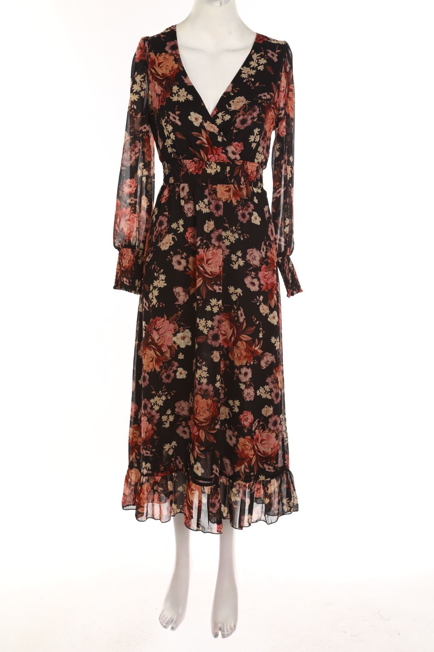 Ohne Label - Maxi-Kleid mit Blumen-Print - S