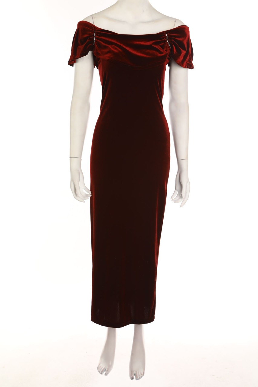Ohne Label - Samt-Maxi-Abendkleid - S