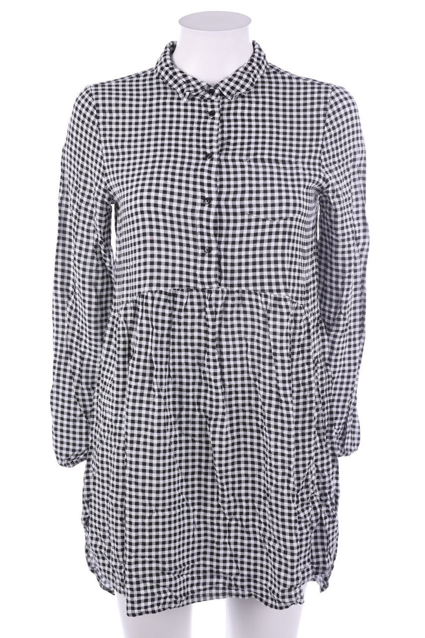 Ohne Label - Blusenkleid mit Karo-Muster - S