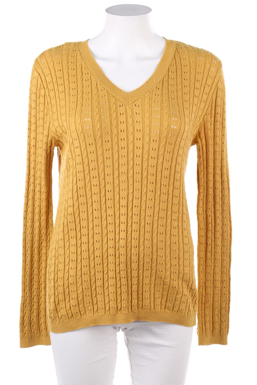 Ohne Label - Strick-Pullover mit Lochstrick-Details - XL