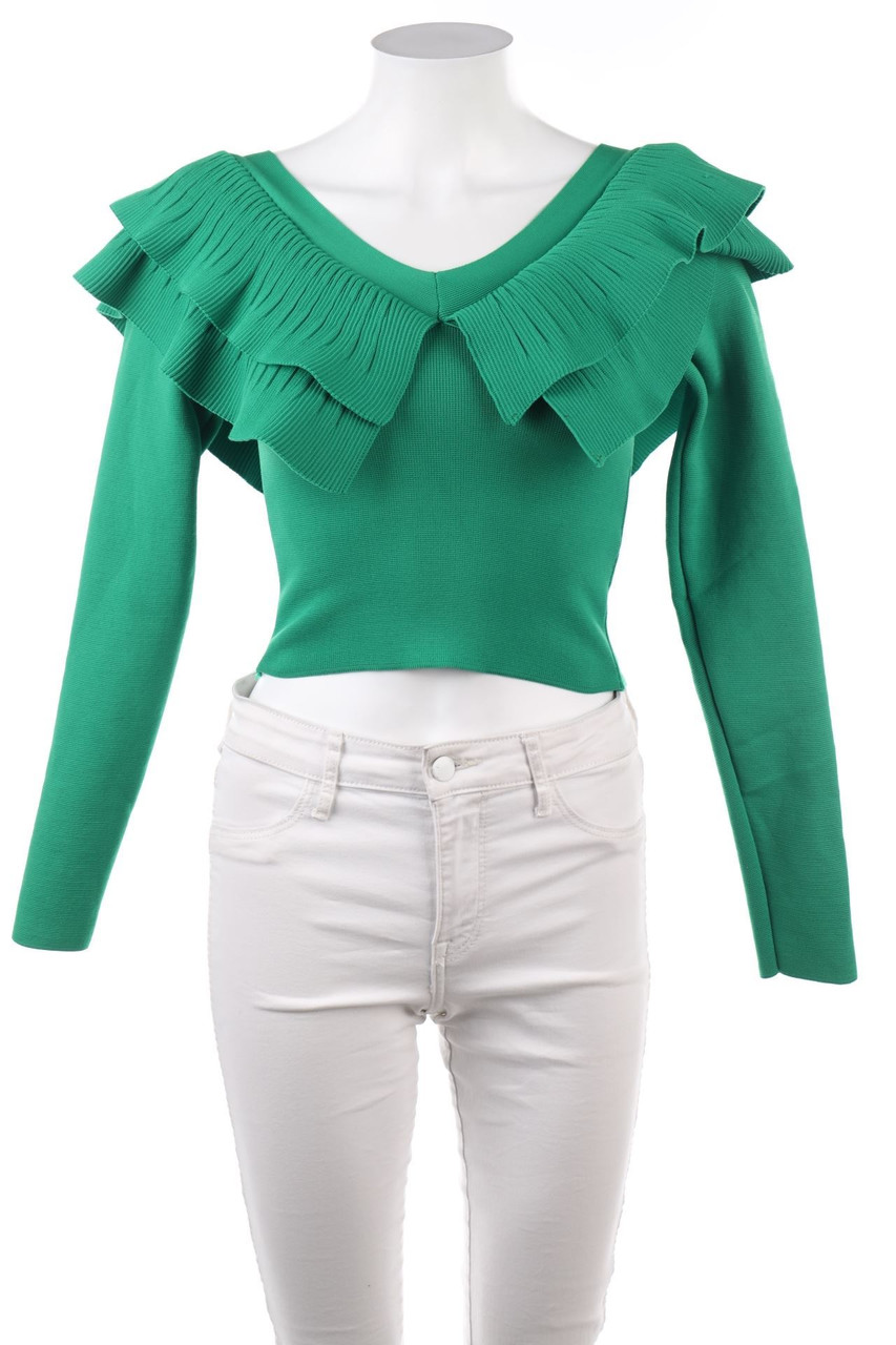 Ohne Label - Longsleeve-Shirt mit Volants - XS