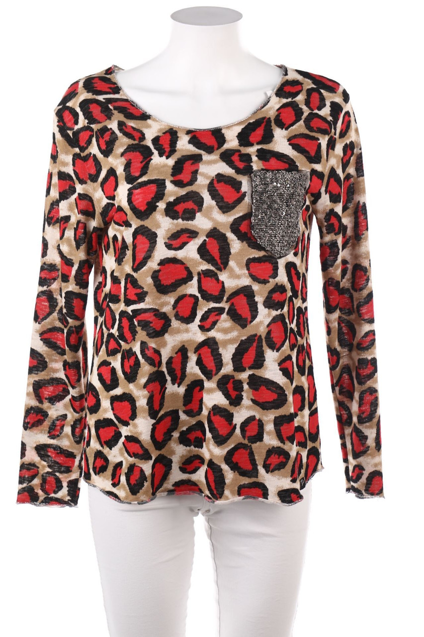 Ohne Label - Strick-Pullover mit Leo-Print - L