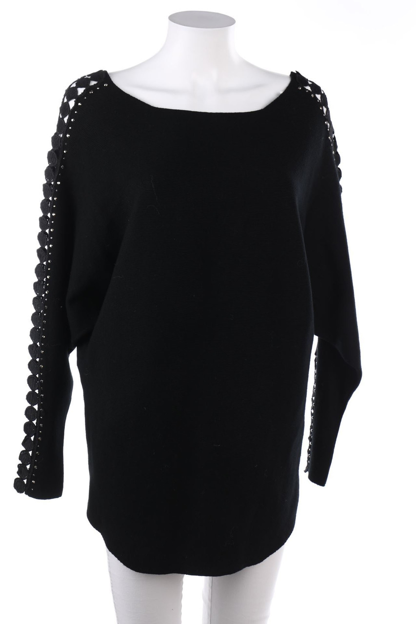 Ohne Label - Batwing-Pullover mit Strass-Steinen - M