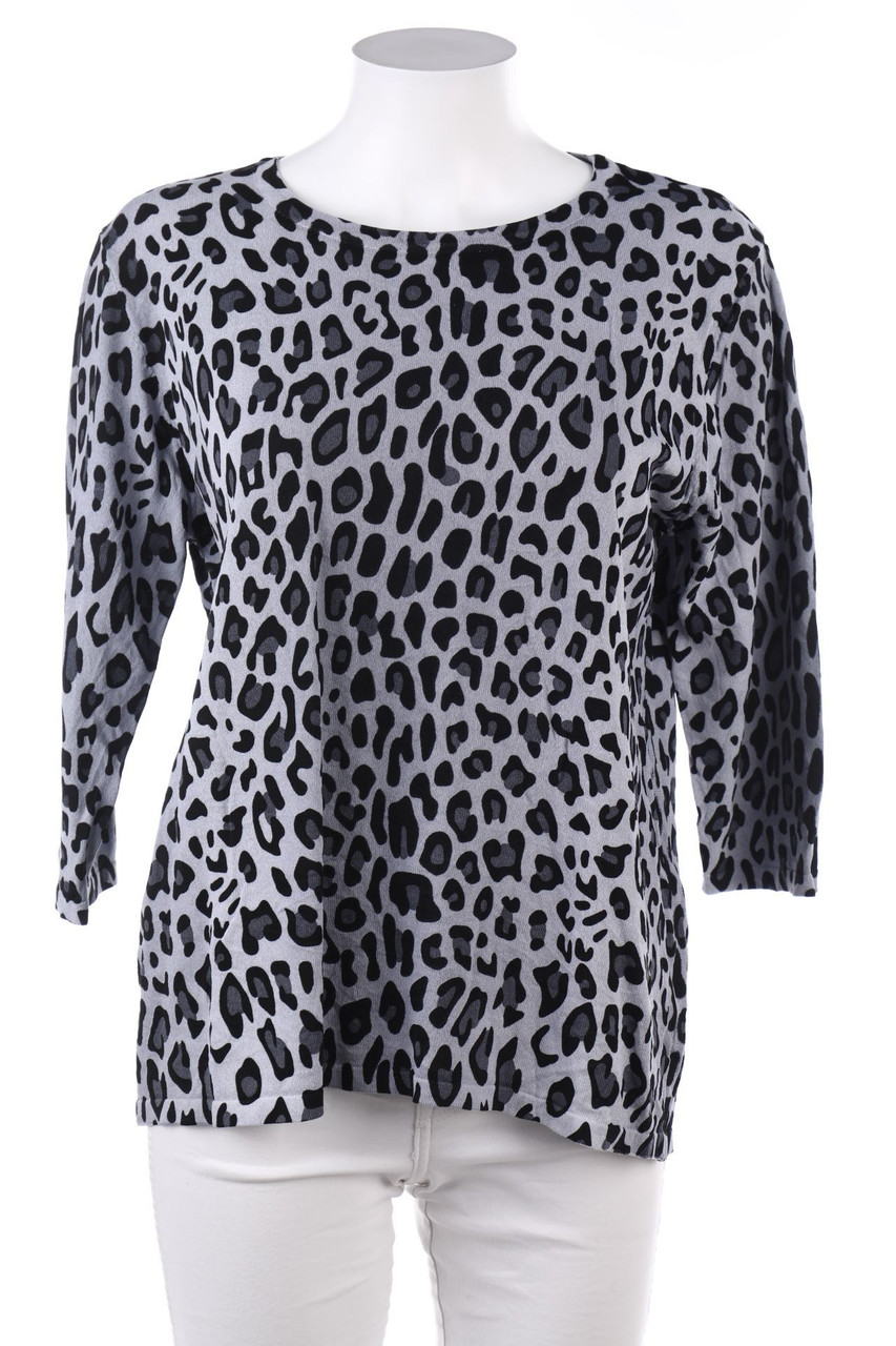 Ohne Label - Strick-Pullover mit Leo-Print - D 38-40
