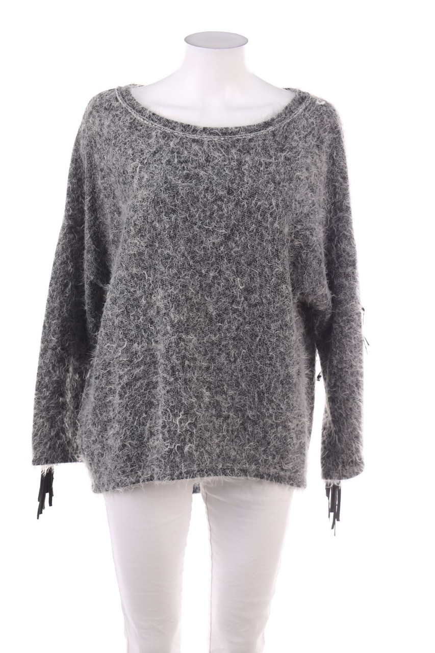 Lindsay Moda - Strick-Pullover mit Kunstleder-Details - L