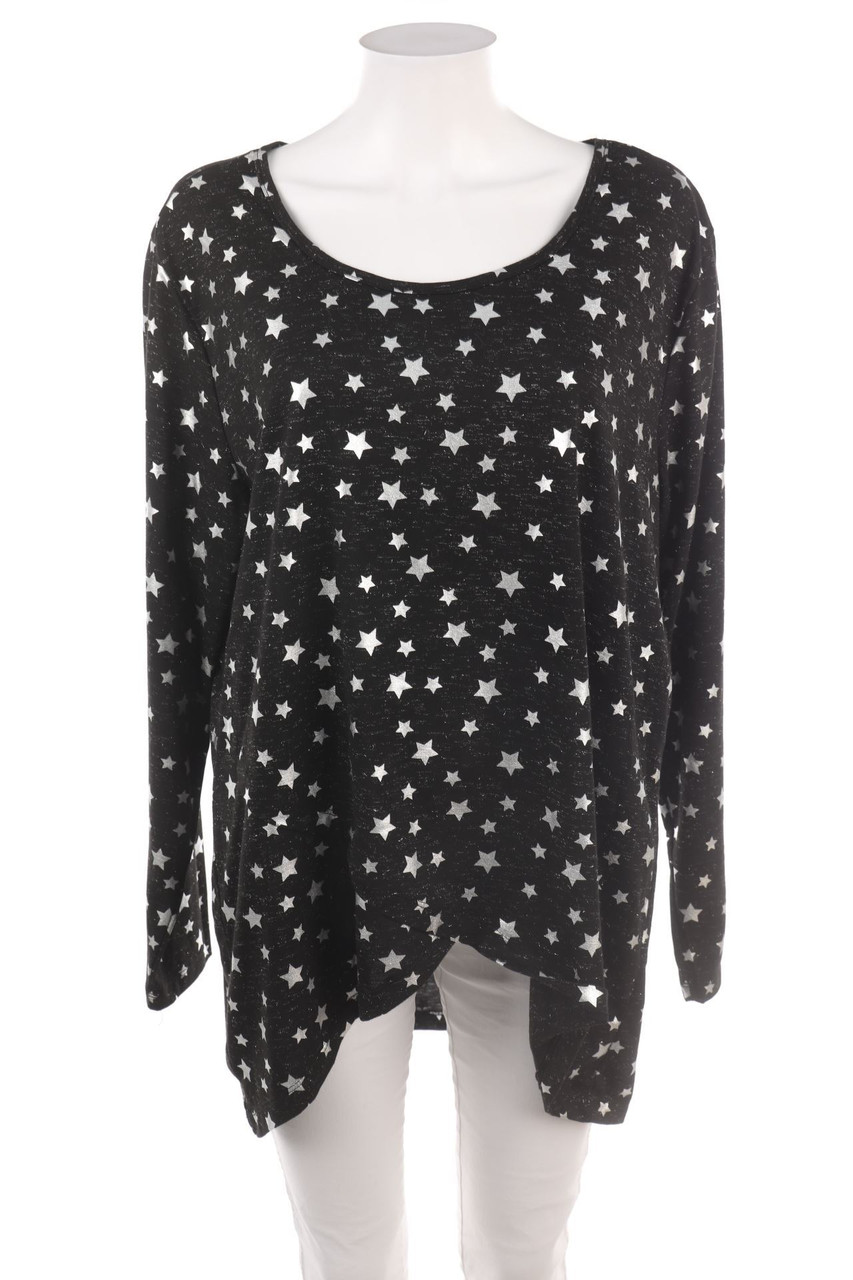 Ohne Label - Glitzer-Longsleeve-Shirt mit Print - D 46