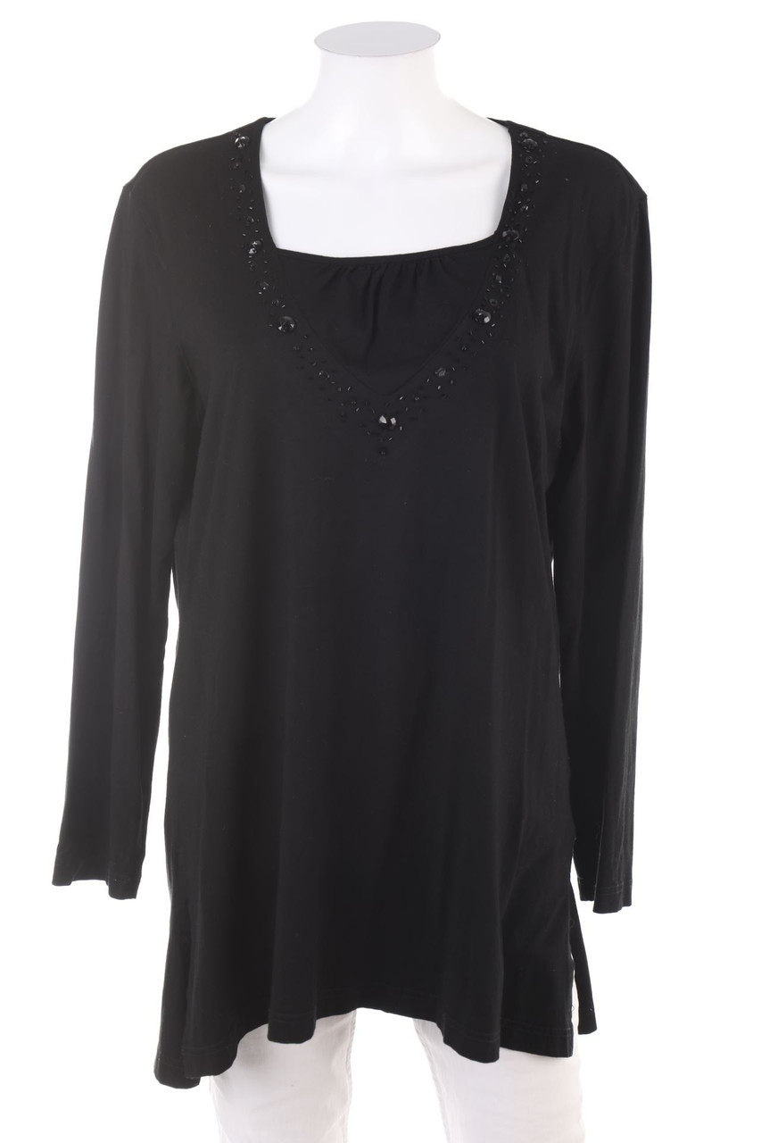SECONDHAND - Longsleeve-Shirt mit Schmuckstein-Applikation - L