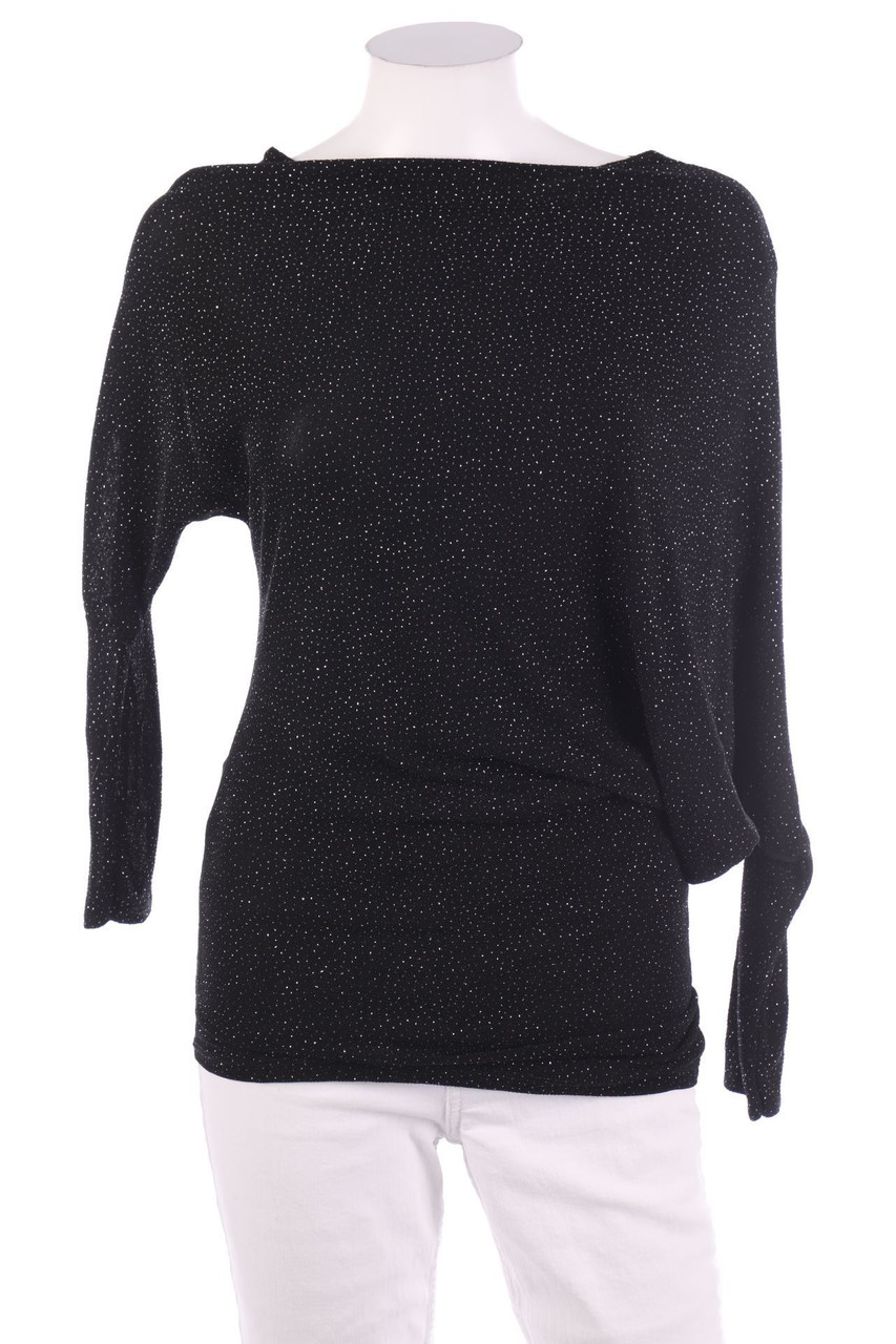 Ohne Label - Glitzer-Batwing-Shirt mit asymmetrischem Schnitt - D 34-36