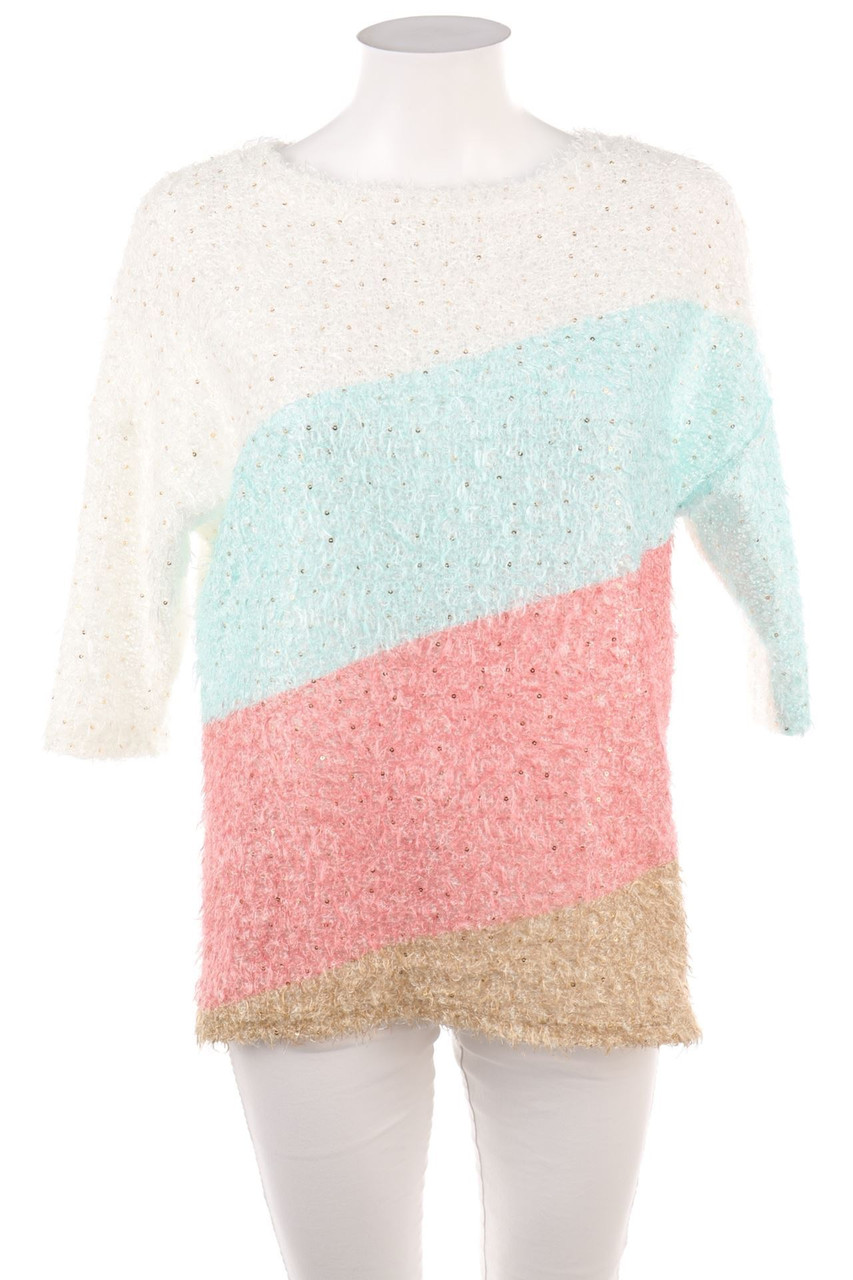 Ohne Label - Strick-Pullover mit Pailletten - D 44