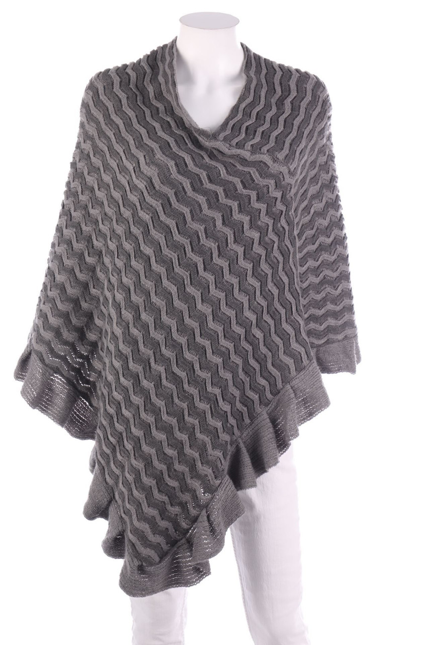 Ohne Label - Volants-Poncho mit Zickzack-Muster - ONE SIZE