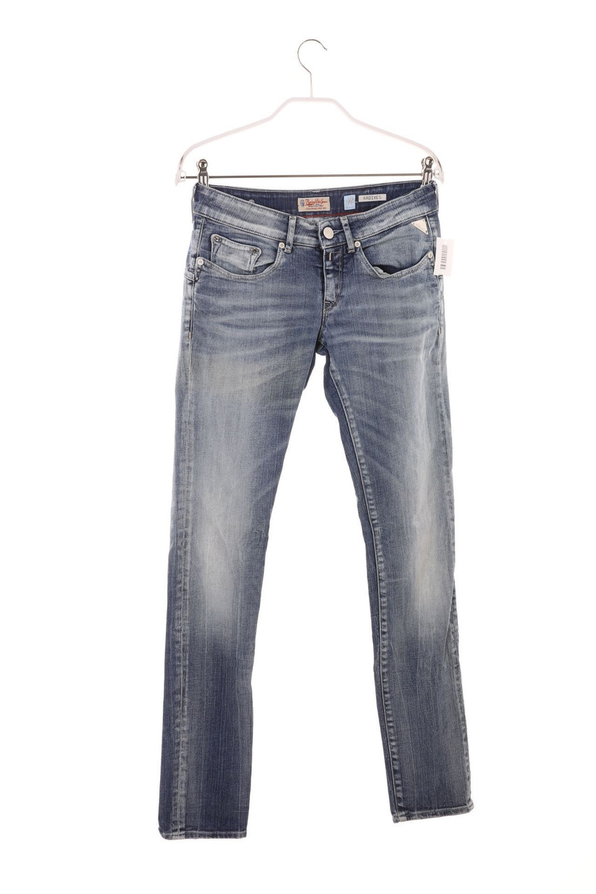 REPLAY - Used Look Skinny-Jeans mit Logo-Applikation - D 38-40