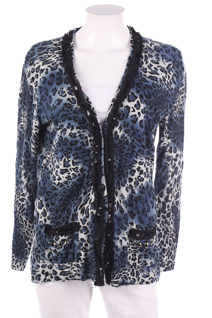 FRANK WALDER - Jersey-Cardigan mit Leo-Print - XL