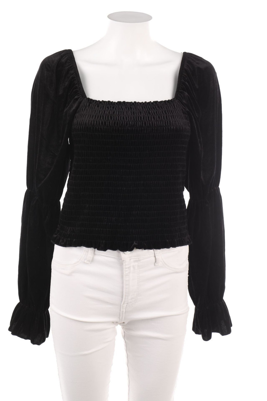 MONKI - Longsleeve-Shirt aus Samt mit Smok-Details - M