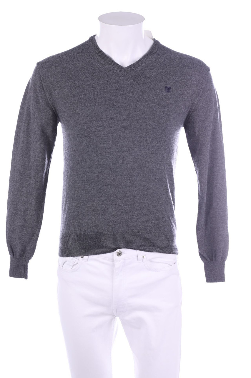 HACKETT LONDON - V-Neck-Pullover aus Merino-Wolle mit Logo-Stickerei - S