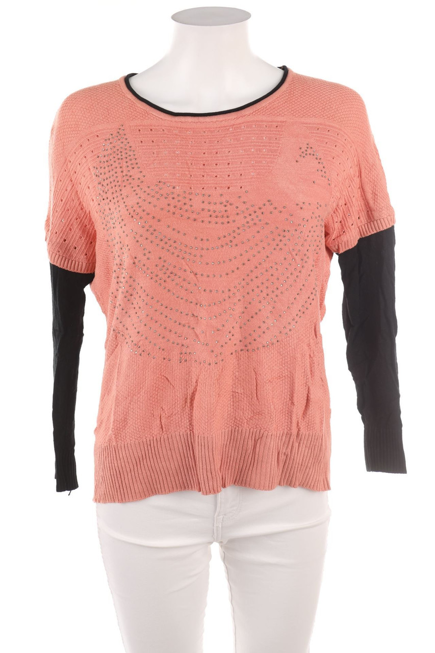 Ohne Label - Strick-Pullover mit Strass-Steinen - L