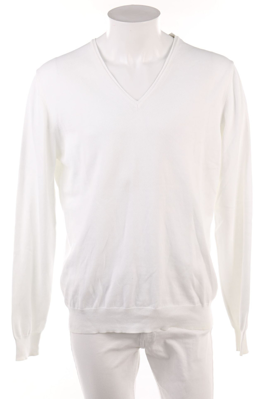 ZARA - Baumwoll-Strick-Pullover mit V-Neck - XL