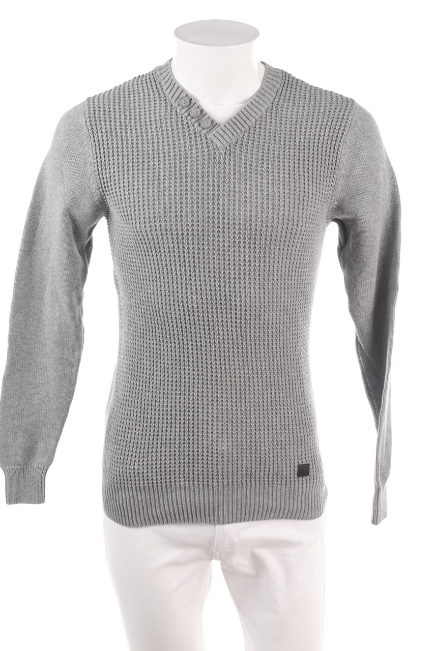 JEAN PASCALE - Baumwoll-Strick-Pullover mit V-Neck - S