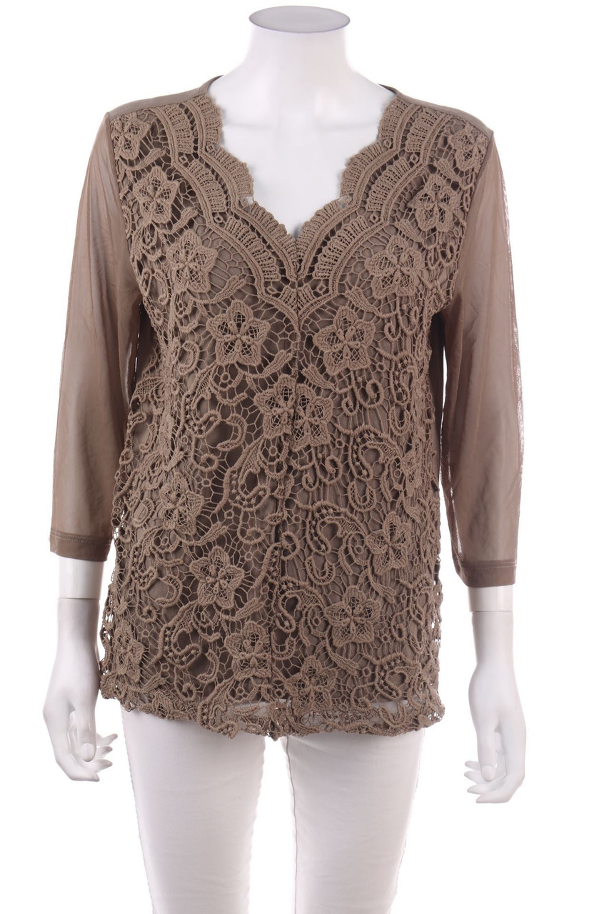 Ohne Label - 3/4-Arm-Shirt mit Spitze - D 42