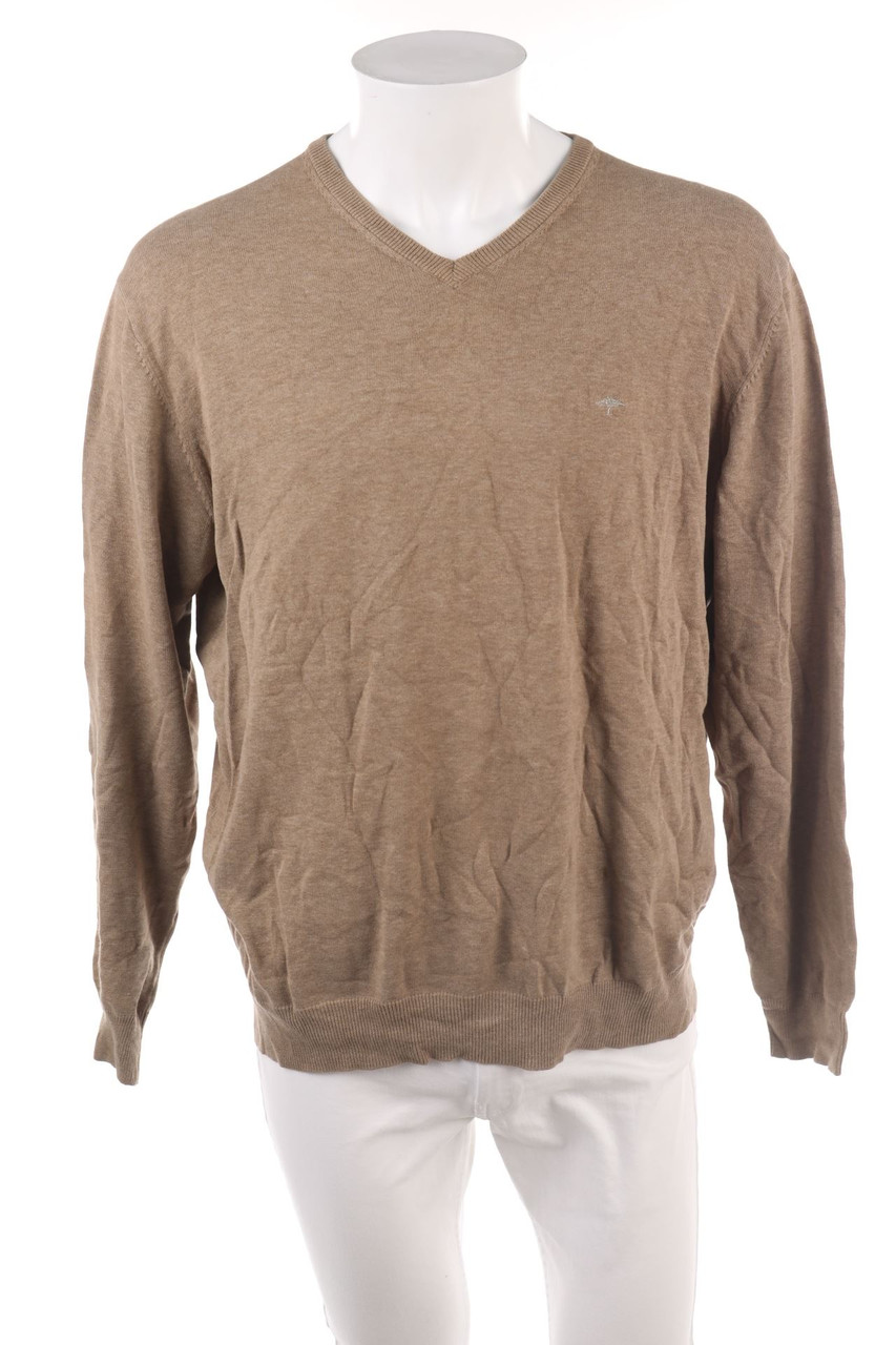 FYNCH-HATTON - Baumwoll-Strick-Pullover mit V-Neck - XL