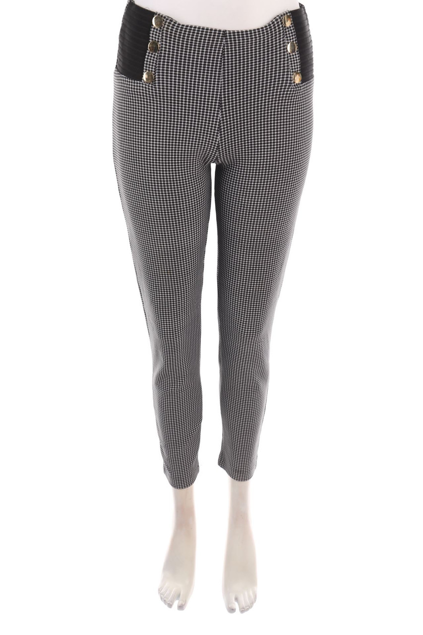 SECONDHAND - Karo-Leggings mit Schmuck-Knöpfen - L