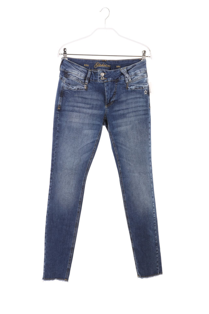 Glücksstern - Used Look Skinny-Jeans mit Logo-Applikation - D 40