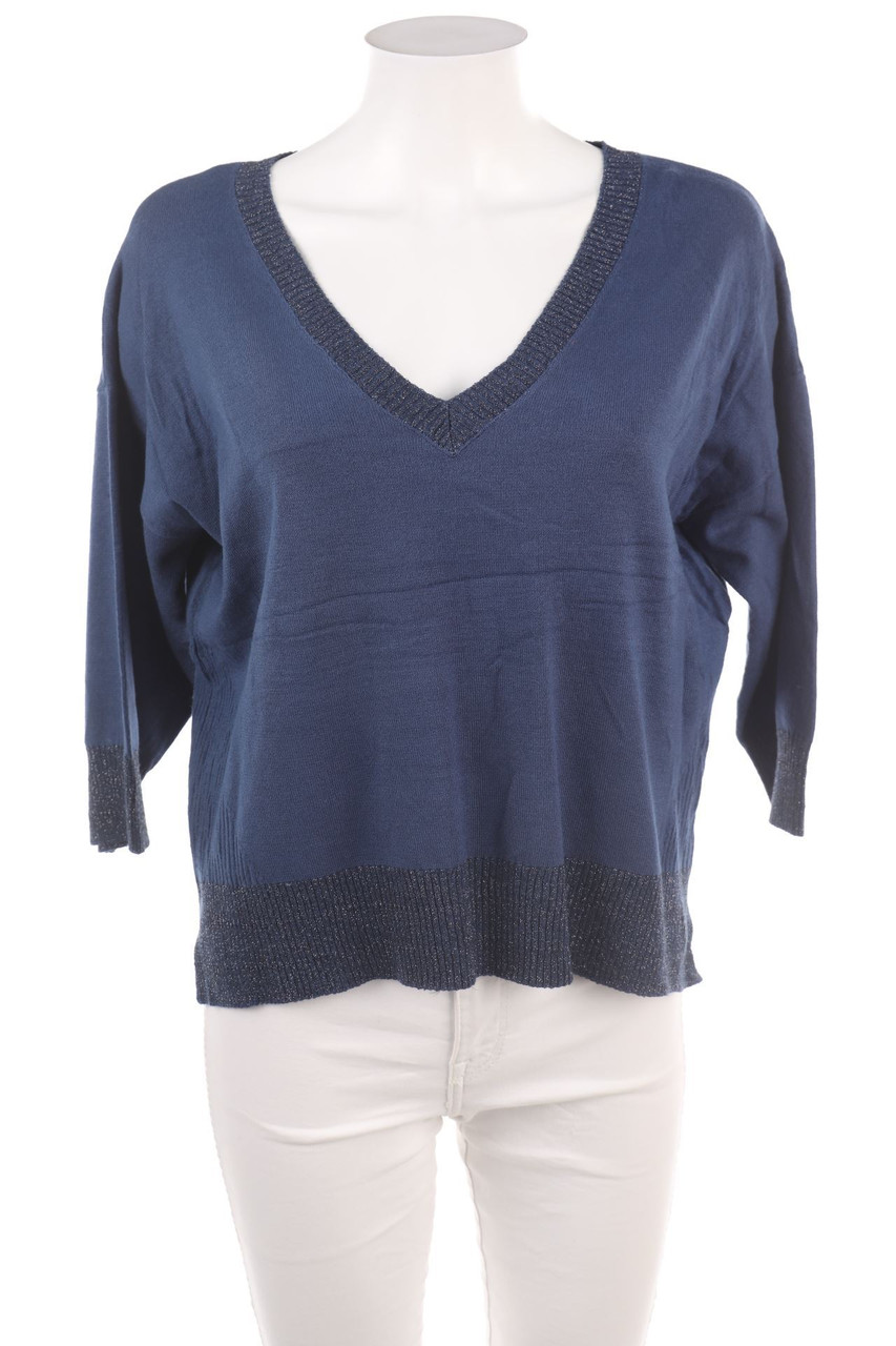 Ohne Label - Glitzer-Strick-Pullover mit 3/4-Ärmel - D 46