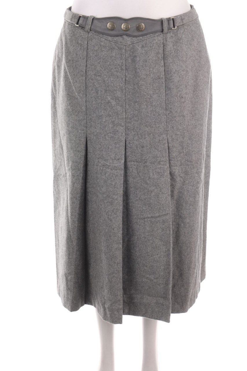 Ohne Label - Midi-Falten-Rock aus Woll-Mix - XL