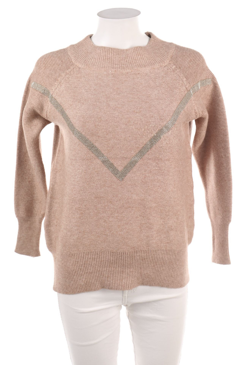 Ohne Label - Strick-Pullover mit Strass-Steinen - M