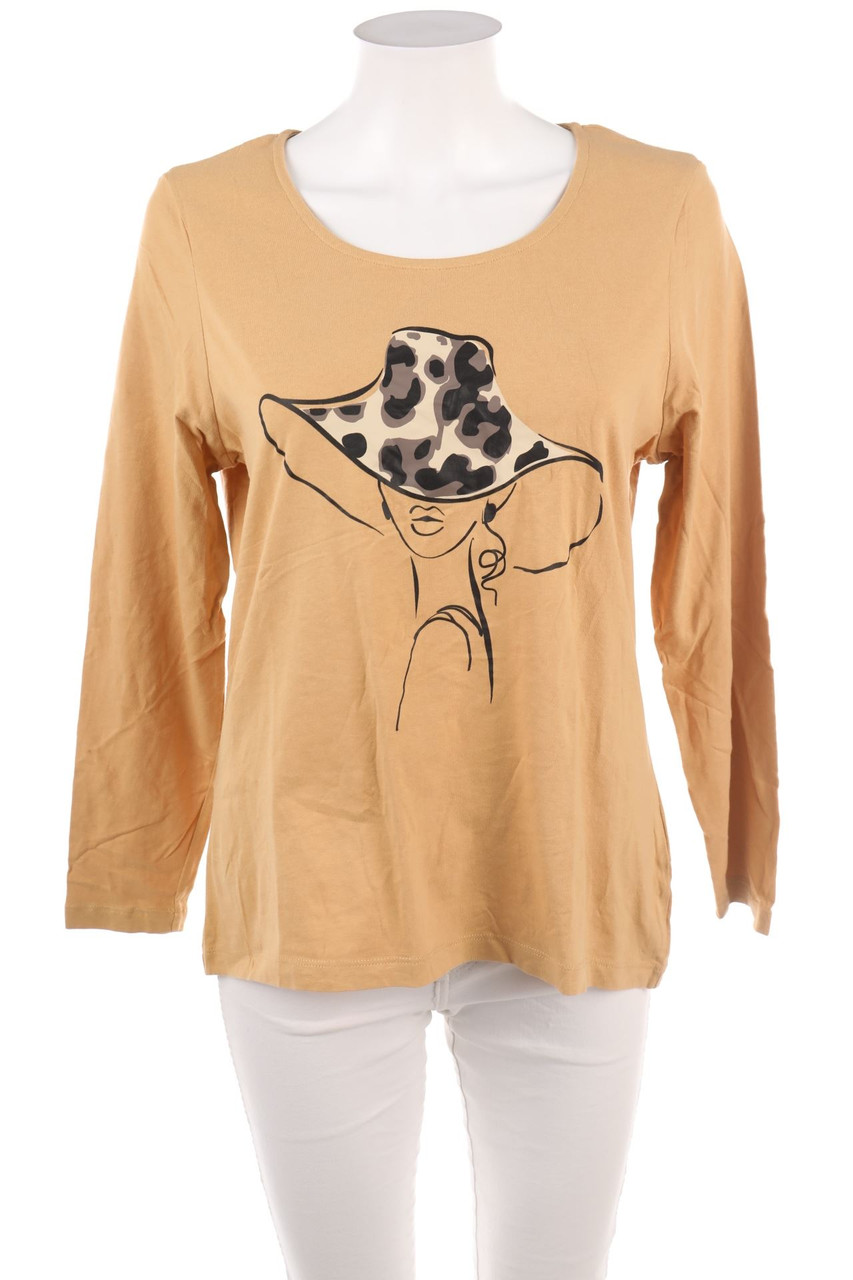 Ohne Label - Baumwoll-Longsleeve-Shirt mit Print - M