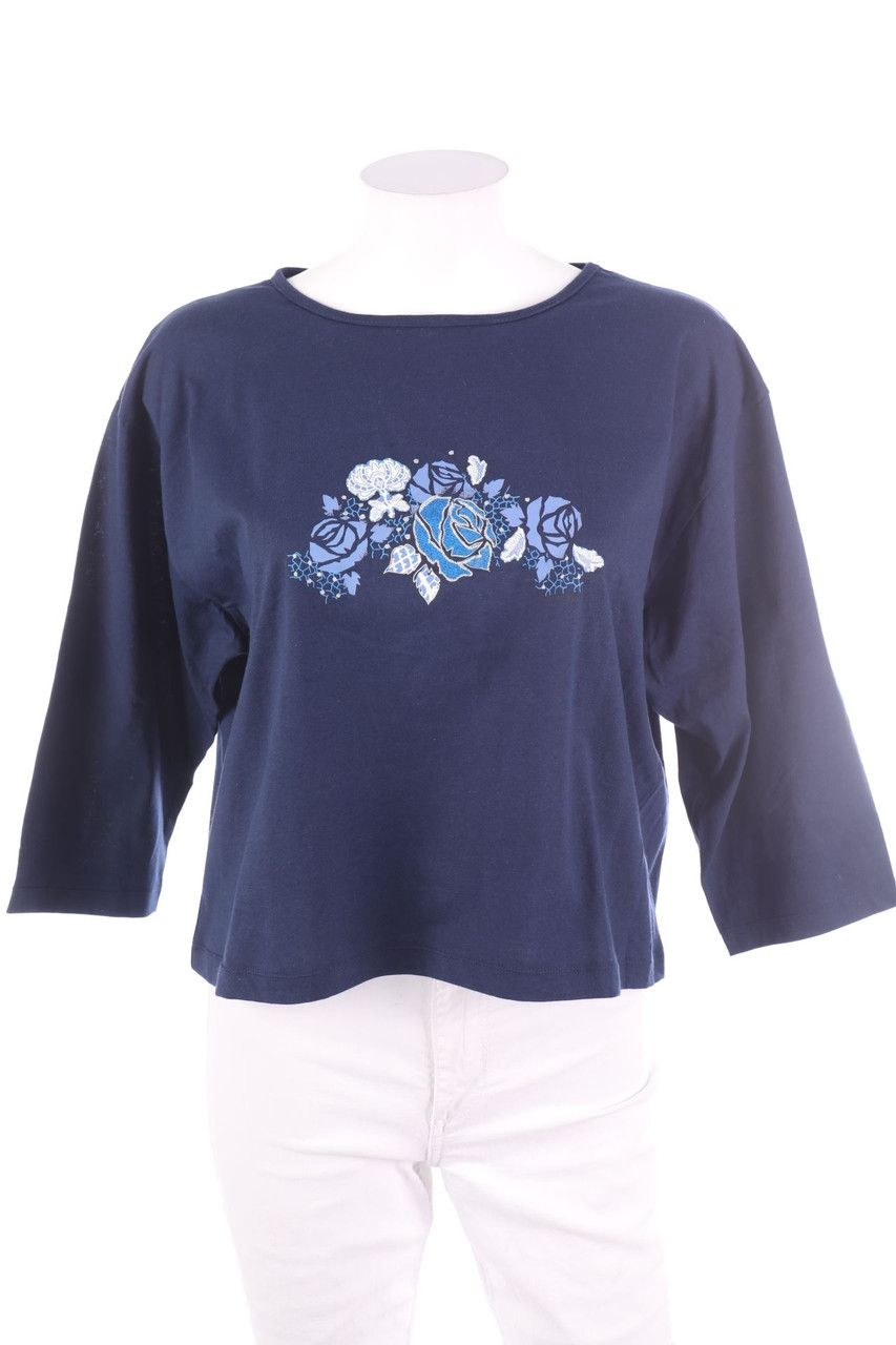 trigema - Longsleeve-Shirt aus Baumwolle mit Blumen-Print - M