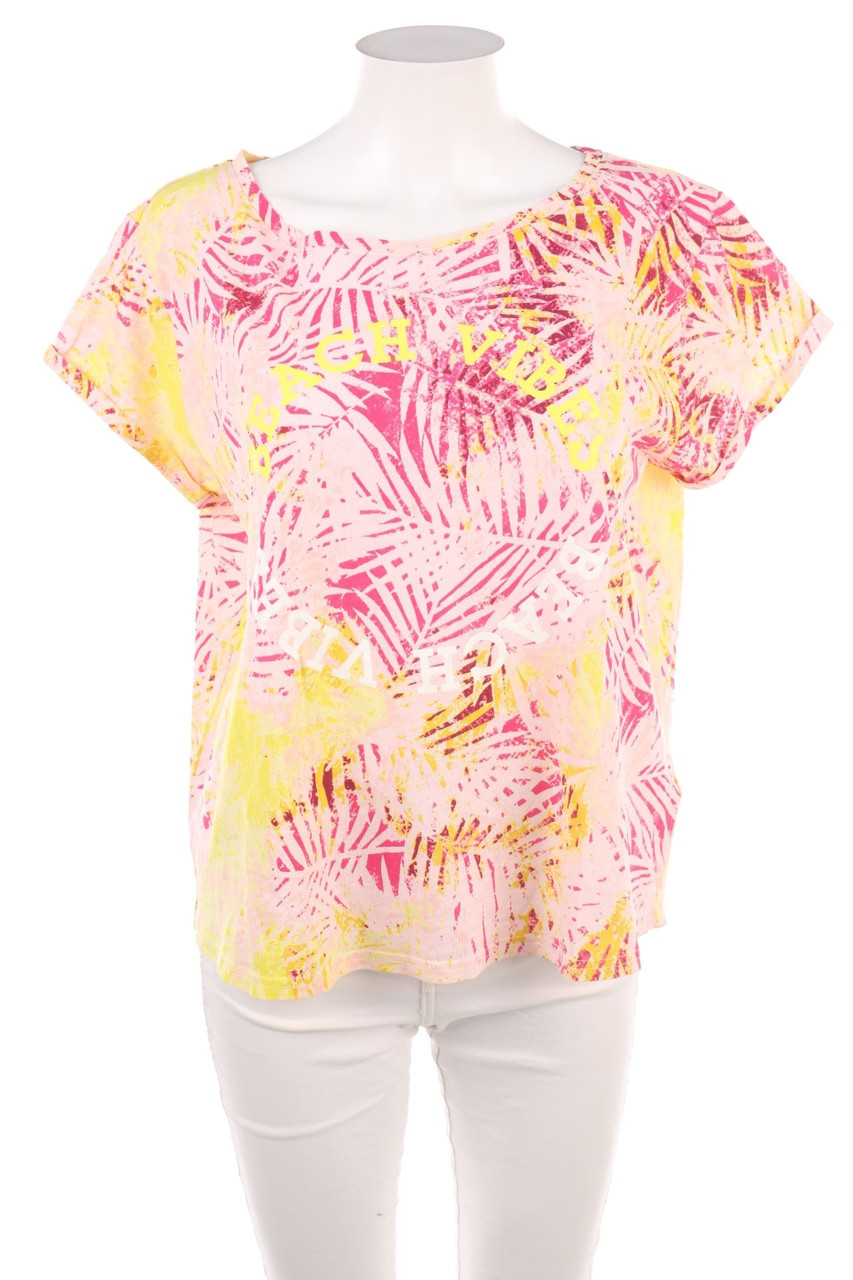 JEAN PASCALE - Kurzarm-Shirt mit Statement-Print - L