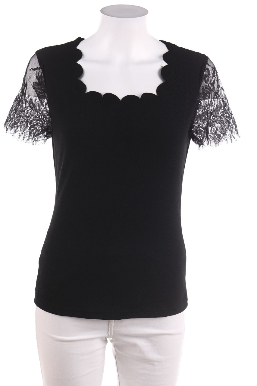 Ohne Label - Kurzarm-Shirt mit Spitze - S