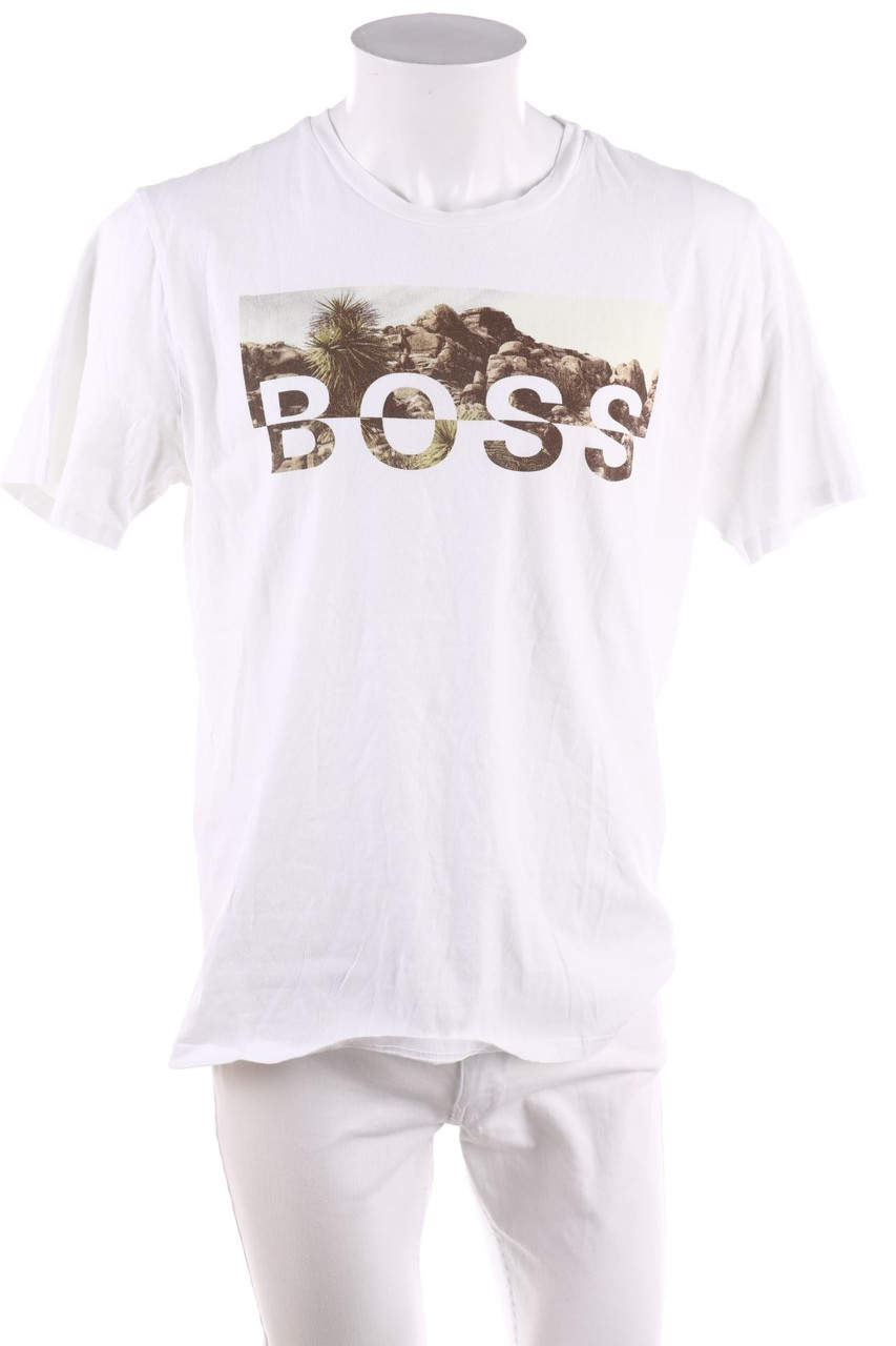 BOSS - Baumwoll-T-Shirt mit Logo-Print - XL