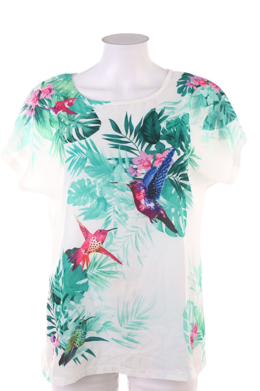 Janina - Kurzarm-Shirt mit Blumen-Print - L
