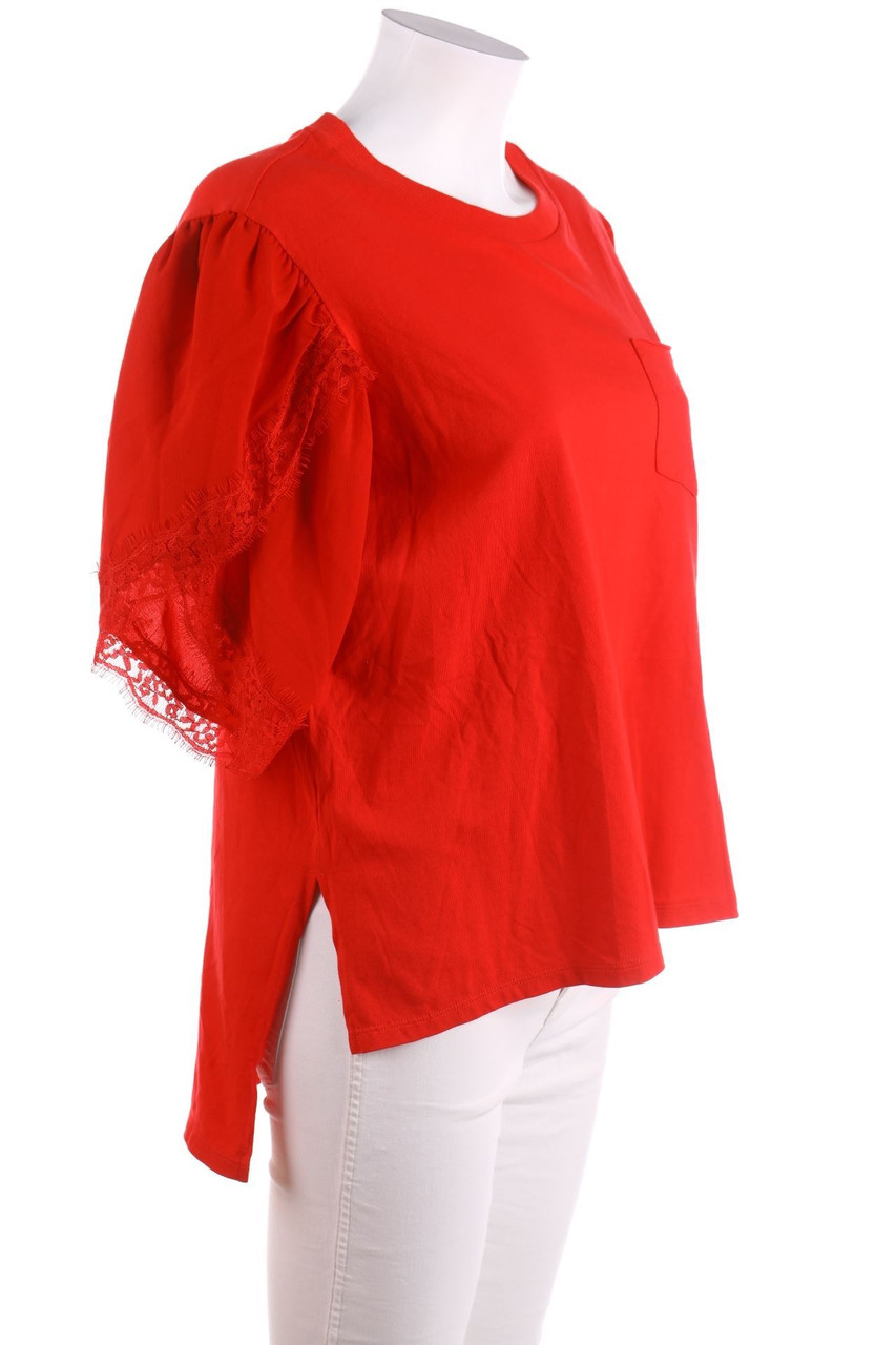 The Kooples - Kurzarm-Shirt mit Spitze - D 36