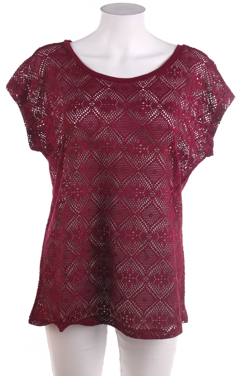 Ohne Label - Kurzarm-Shirt aus Lochspitze - XL