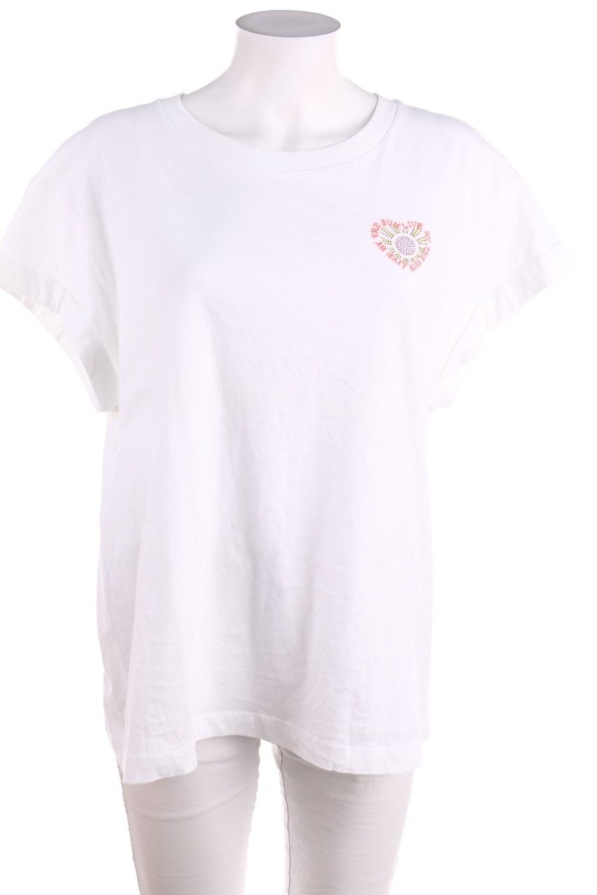 rich & royal - Kurzarm-Shirt mit Strass-Steinen - L