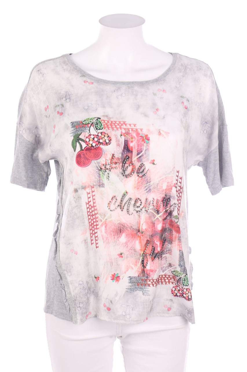 TAIFUN - Kurzarm-Shirt mit Statement-Print - D 44