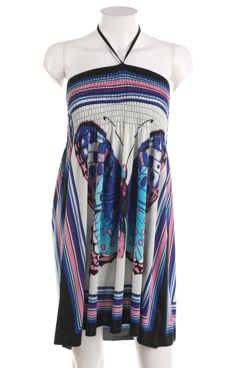 Ohne Label - Neckholder-Kleid mit Muster - D 32