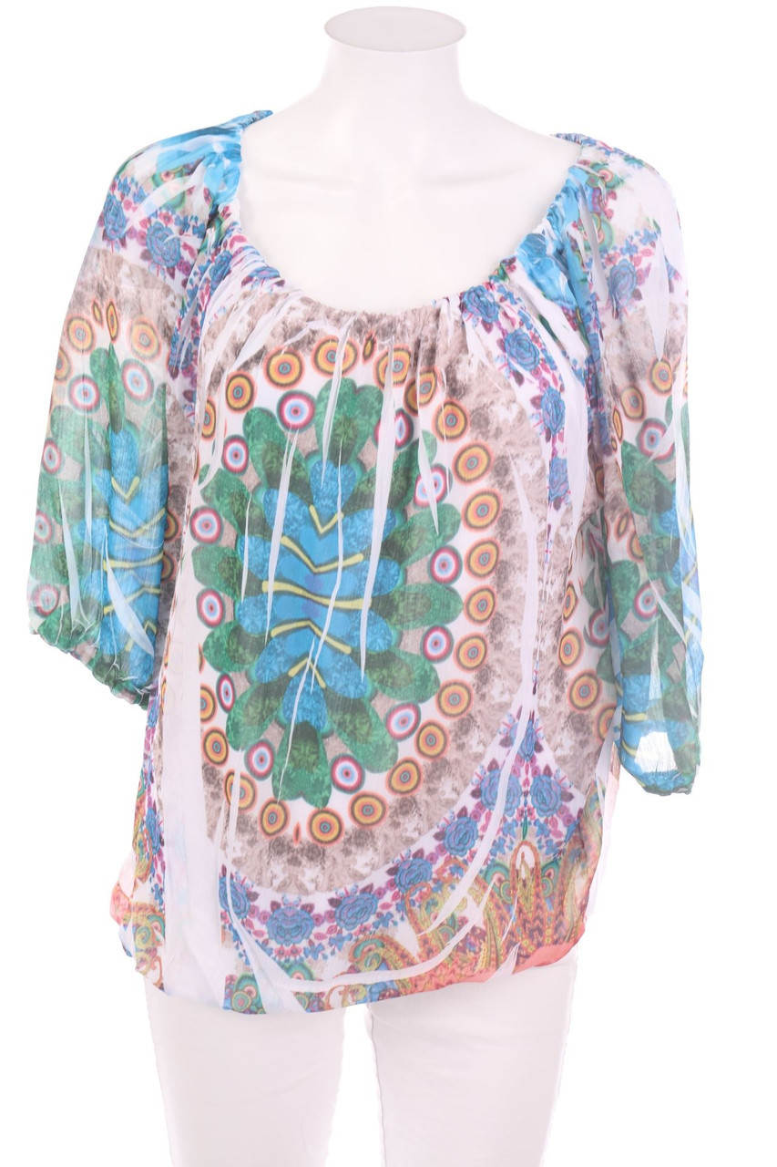 Ohne Label - Carmen-Bluse mit Muster - D 42