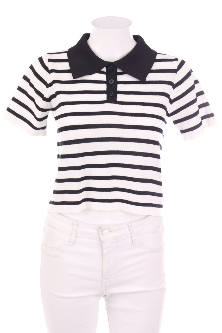 SECONDHAND - Cropped-Polo-Pullover mit Streifen - D 32