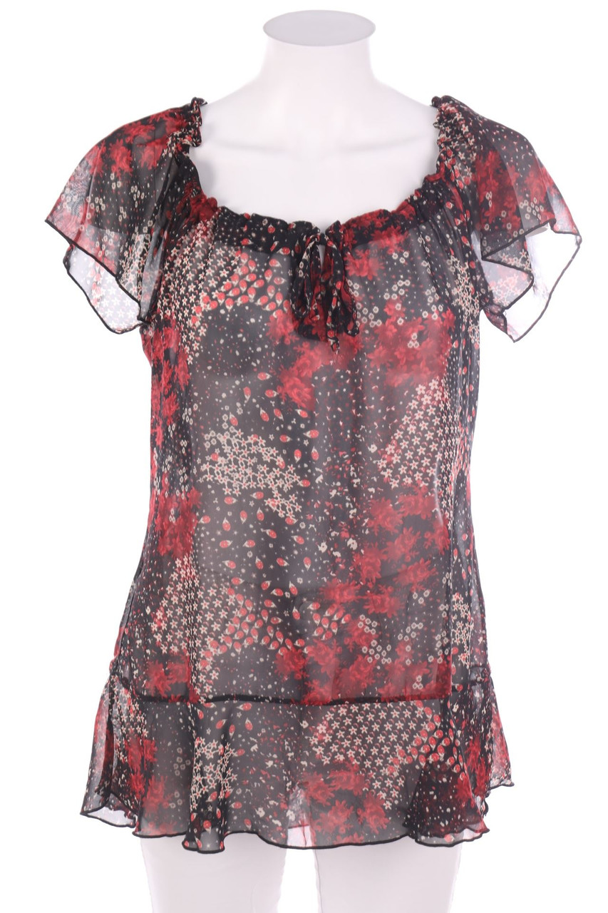 Ohne Label - Kurzarm-Bluse mit Blumen-Print - D 40-42