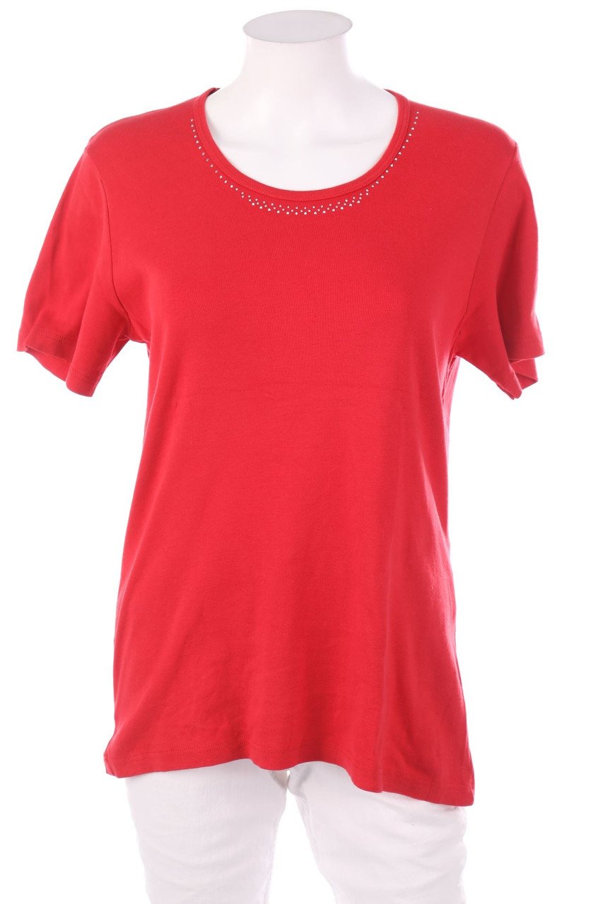 SECONDHAND - Kurzarm-Shirt mit Strass-Steinen - L