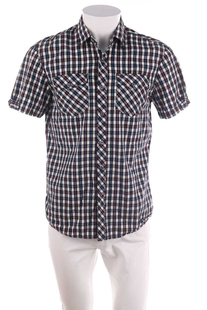 RESERVED - Kurzarm-Hemd mit Karo-Muster - S