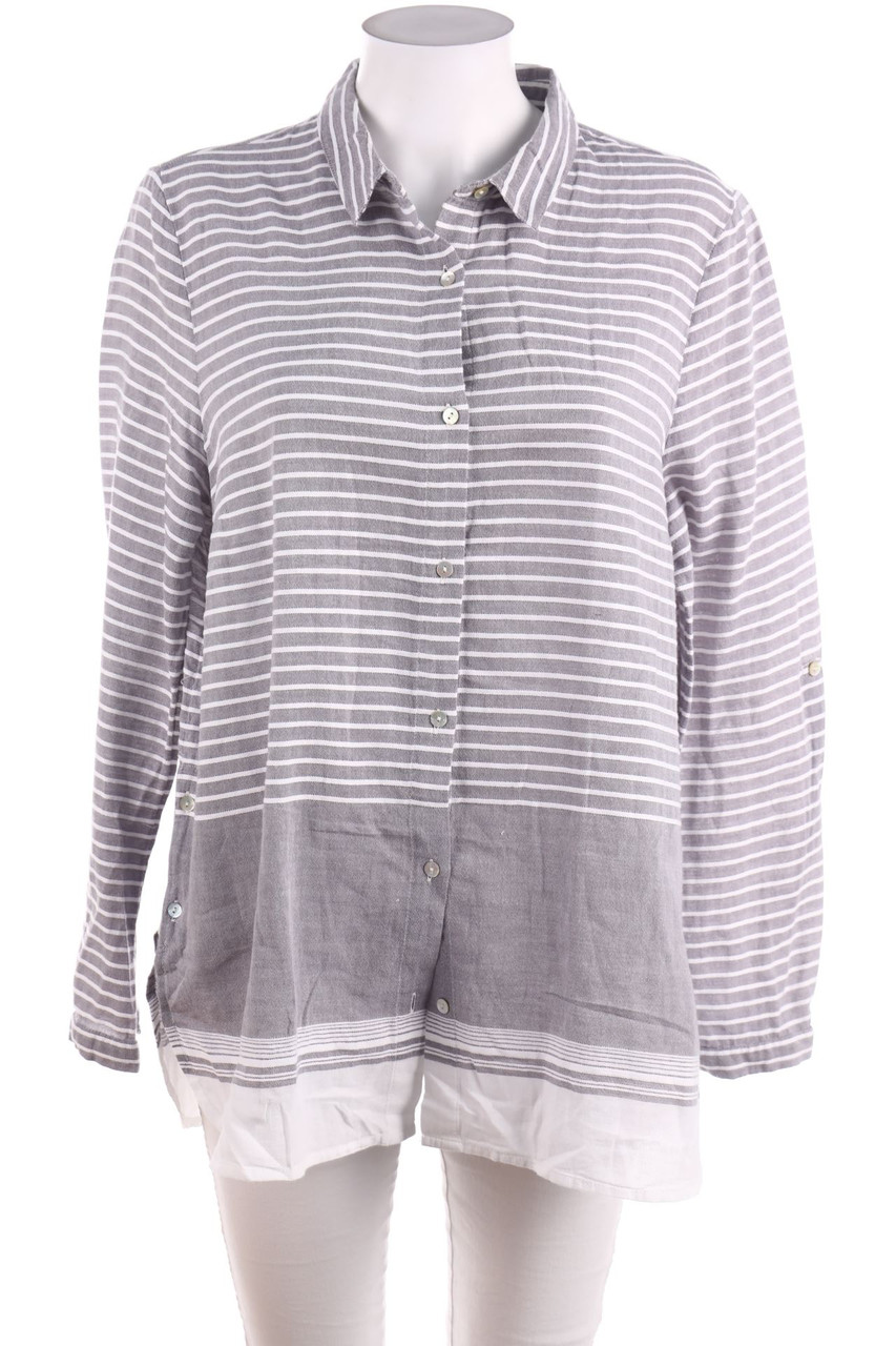 Phase Eight - Streifen-Hemd-Bluse mit Roll-up-Manschette aus Baumwolle - L