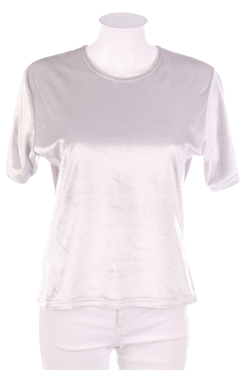 Ohne Label - Samt-Kurzarm-Shirt - M