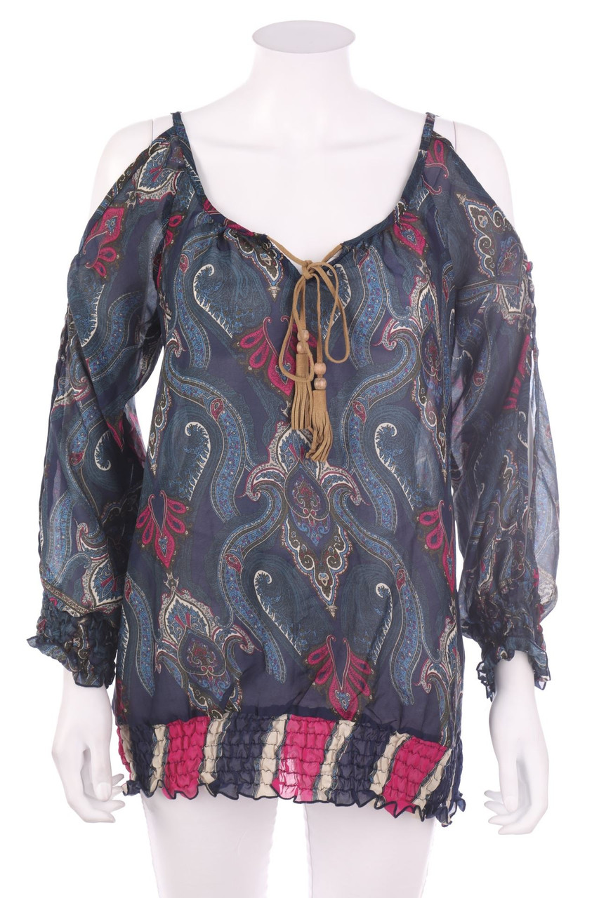 SECONDHAND - Cold-Shoulder-Bluse mit Paisley-Print - D 38