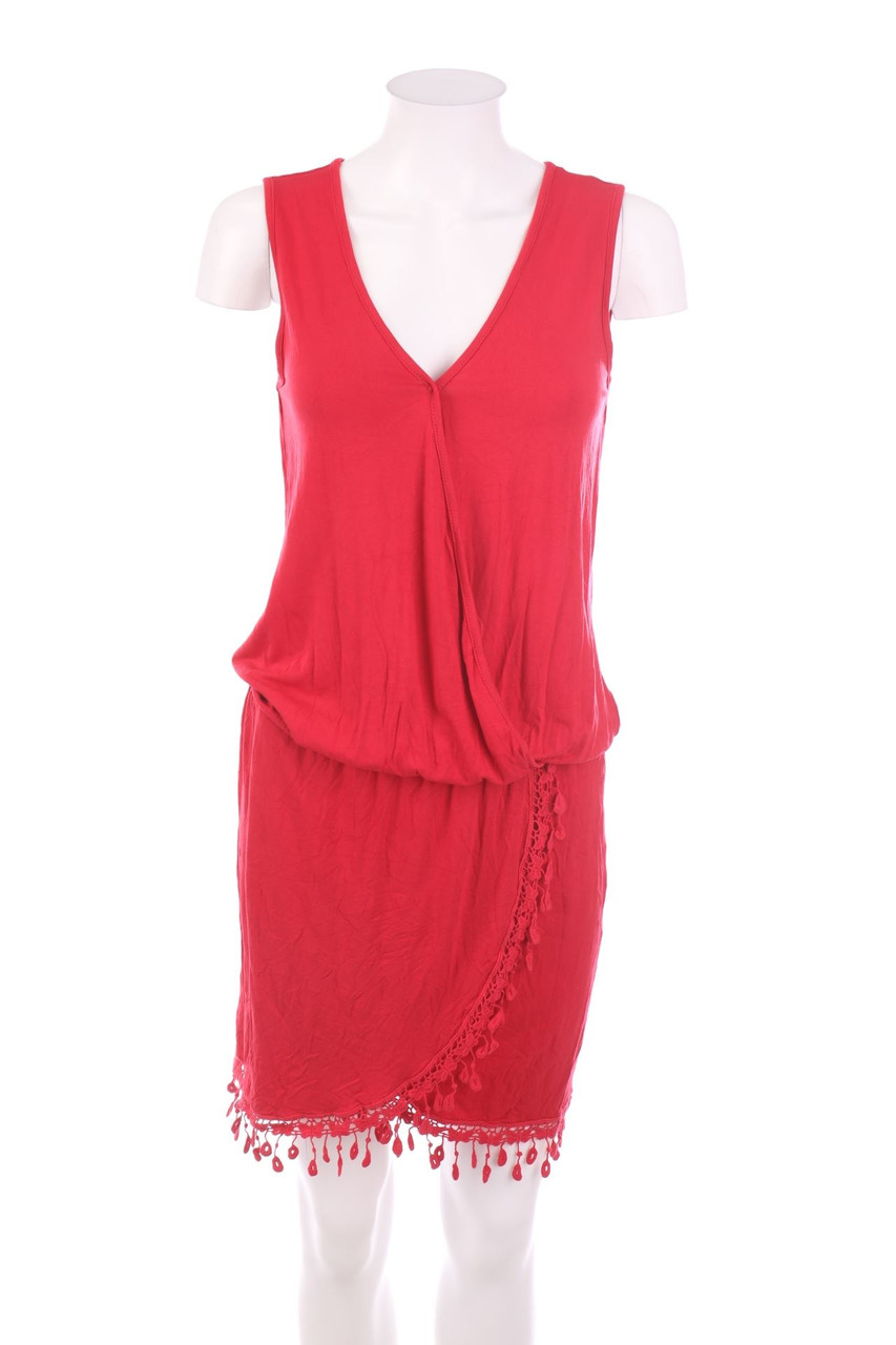 Ohne Label - Kleid in Wickel-Optik mit Spitze - S