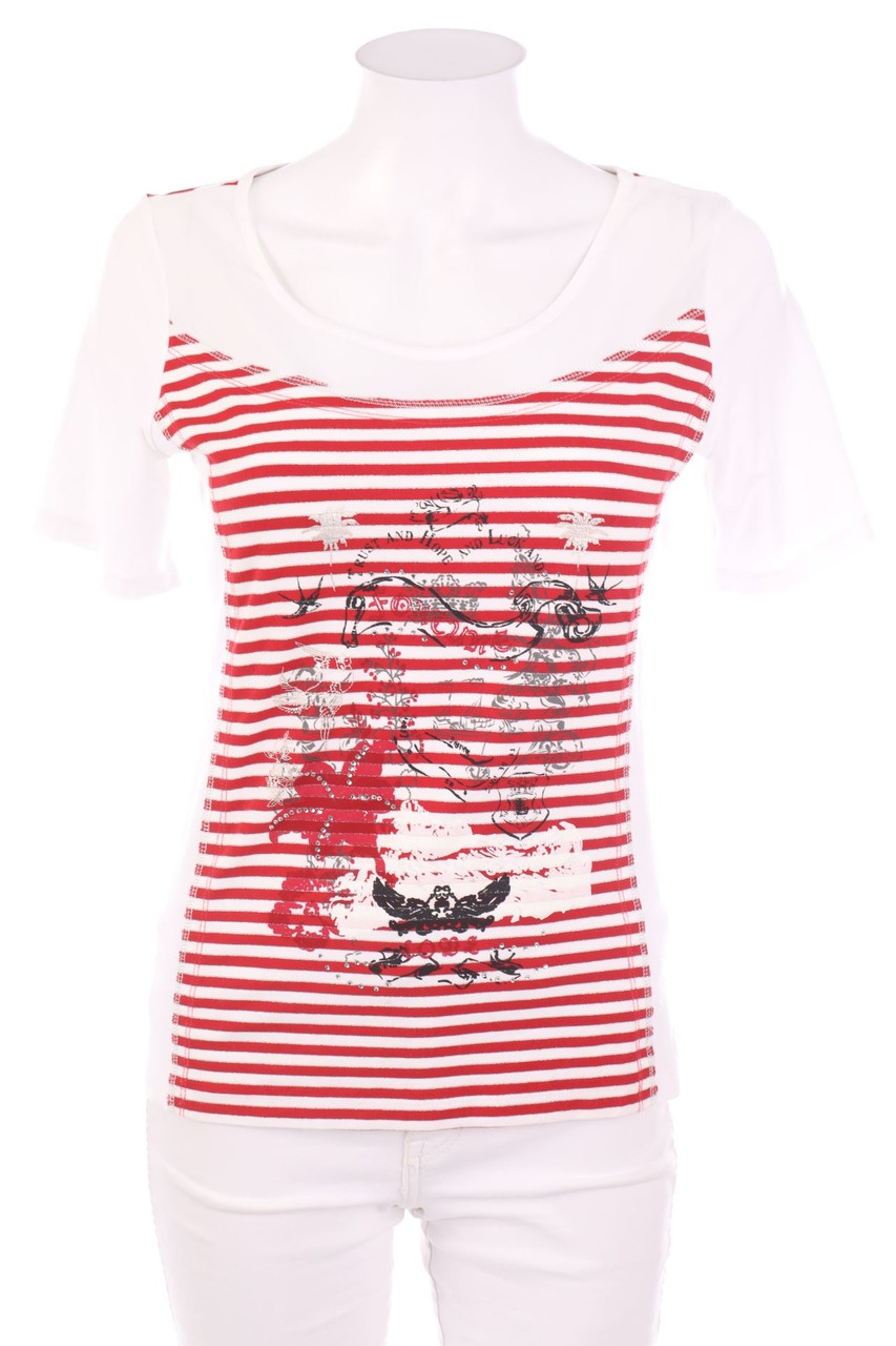 BiBA - Kurzarm-Shirt mit Strass-Steinen - D 36