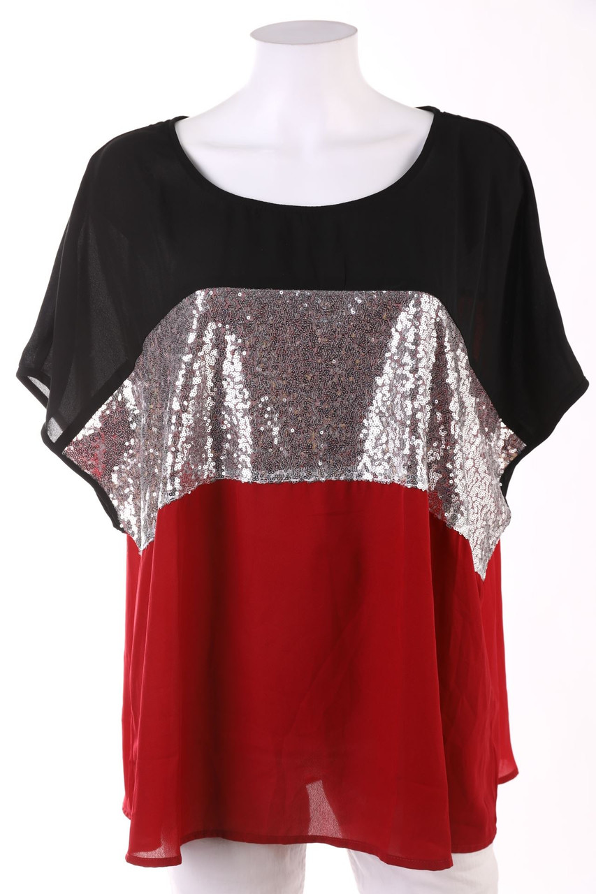 SHEIN - Kurzarm-Shirt mit Pailletten - XXXXL